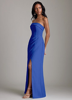 Azazie Aretha Bridesmaid Dresses Royal Blue A-Line Strapless Chiffon Dress image6