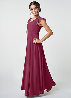 Azazie Claudine Junior Mulberry A-Line Pleated Chiffon Dress image3