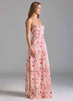 Azazie Mei Bridesmaid Dresses Demure Roses A-Line V-Neck Stretch Satin Dress image4