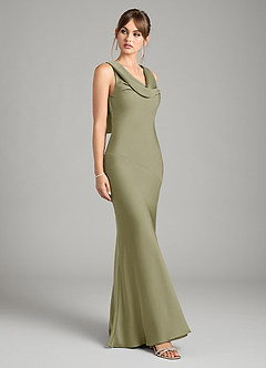 Azazie Rylina Bridesmaid Dresses Pistachio Mermaid Stretch Satin Dress image5