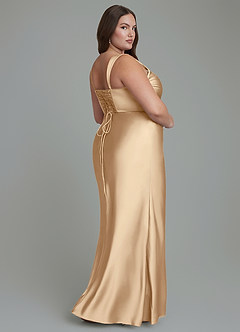 Azazie Agustina Bridesmaid Dresses Champagne Mermaid Corset Stretch Satin Dress image8