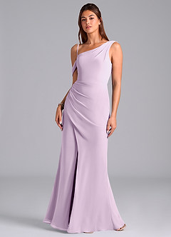 Azazie Madelyn Bridesmaid Dresses Frosted Lilac Mermaid One Shoulder Chiffon Convertible Dress image4