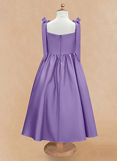 Azazie Chelsie Robe Demoiselle D'honneur Fillette Robe Trapèze en Mat Satiné Arc Tahiti image6