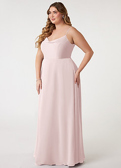 Azazie Daenerys Abiti da Damigella Abito A-Line in Chiffon con Scollo a Cappuccio Rosa Rossore image10