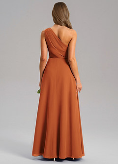 Azazie Phaedra Bridesmaid Dresses Cinnamon A-Line One Shoulder Chiffon Dress image2