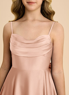 Azazie Bear Junior Rose Gold A-Line Sweetheart Neckline Stretch Satin Dress image8