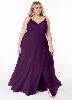 Azazie Lennon Bridesmaid Dresses Grape A-Line Lace Chiffon Dress image9