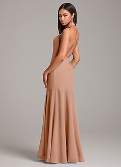 Azazie Lorena Bridesmaid Dresses Champagne Rose Mermaid Pleated Chiffon Dress image6