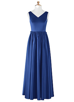 Azazie Hathaway Junior Royal Blue A-Line Bow Stretch Satin Dress image6