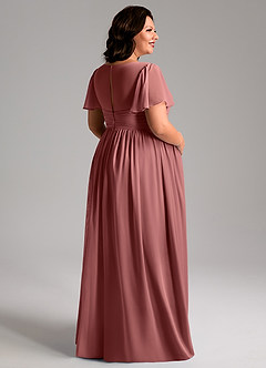 Azazie Verna Brautjungfernkleider für Schwangere A-Linie V-Hals Gerüscht Chiffon Bodenlänge Kleid image8