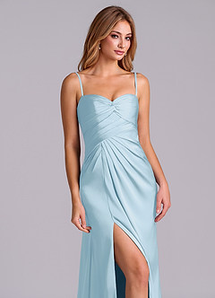 Azazie Sabrine Brudtärnklänningar Klä av A-Linje i Stretch Satin Älskling Halsringning Himmelsblå image6