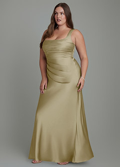 Azazie Agustina Bridesmaid Dresses Moss Green Mermaid Corset Stretch Satin Dress image11