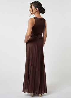 Azazie Lindie Junior Ganache A-Line Pleated Chiffon Dress image4