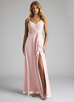 Azazie Akita Bridesmaid Dresses Blushing Pink A-Line Chiffon Dress image1
