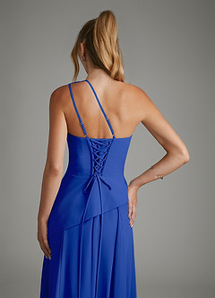 Azazie Holly Bridesmaid Dresses Royal Blue A-Line Corset Chiffon Dress image8