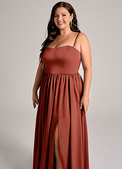 Azazie Calianna Brautjungfernkleider Wandelbar A-Linie Schulterfrei Stretch-Satin Kleid Terrakotta image11