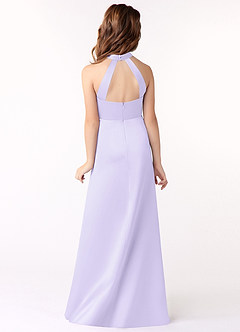 Azazie Laurel Junior Lilac A-Line Matte Satin Dress image3