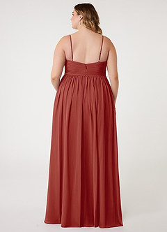 Azazie Alia Bridesmaid Dresses Terracotta A-Line Pleated Chiffon Dress image7
