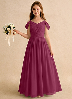 Azazie Chelo Girls Formal Flower Girl Klänningar Klä A-Linje i Chiffong Plisserad image3