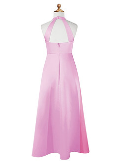 Azazie Laurel Junior Candy Pink A-Line Matte Satin Dress image7