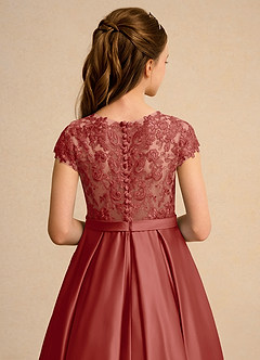 Azazie Bunny Junior Formal Robe Demoiselle D'honneur Fillette Robe Princesse en Dentelle Terracotta image7