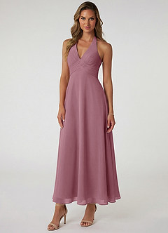 Azazie Tessie Bridesmaid Dresses Vintage Mauve A-Line Pleated Chiffon Dress image1