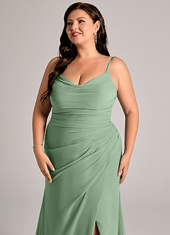 Azazie Deandra Bridesmaid Dresses Matcha Mermaid Pleated Chiffon Dress image12