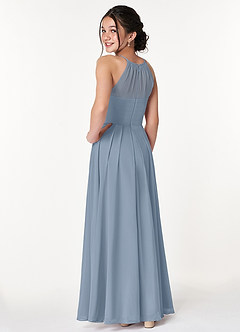 Azazie Ginger Junior Dusty Blue A-Line Pleated Chiffon Dress image2