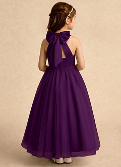 Azazie Emie Flower Girl Dresses Grape A-Line Pleated Tulle Dress image3