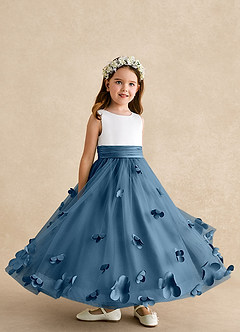 Azazie Vi vestidos de niña de las flores Vestido de Bermudas de Tul de Corte En A con Sin mangas image8