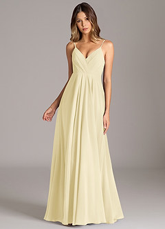 Azazie Amani Bridesmaid Dresses Lemon Sorbet A-Line Pleated Chiffon Dress image4