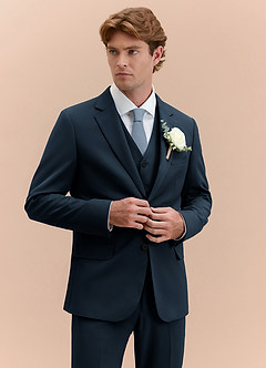 front James Navy Blue Structured Stretch 3-piece suit