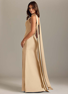 Azazie Kinsley Bridesmaid Dresses Champagne Mermaid Side Slit Stretch Satin Dress image6