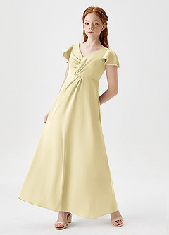 Azazie Soren Junior Peacock A-Line Ruched Stretch Satin Dress image5
