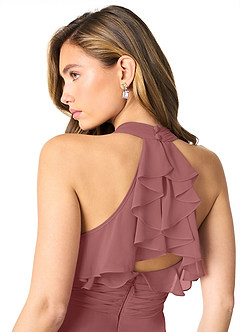Azazie Aviv Bridesmaid Dresses Amethyst A-Line Pleated Chiffon Dress image5