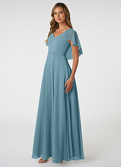 Azazie Jamie Bridesmaid Dresses Moody Blue A-Line Chiffon Dress image3