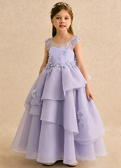 Azazie Mimie Flower Girl Dresses Lavender Ball-Gown Sweetheart Neckline Organza Dress image5