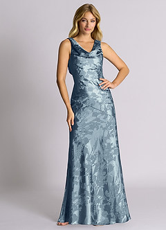 Azazie Rylina 신부 들러리 드레스 인어 절하다 자카드 바닥 길이 드레스 image5