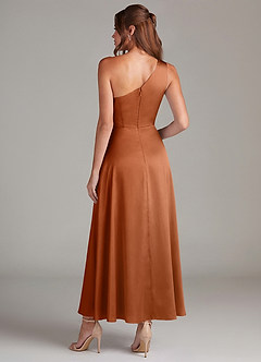 Azazie Brooke Suknie dla druhen Linia A Jedno ramię Satyna elastyczna Długość kostki Sukienka image7