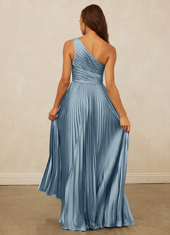 Christian Siriano Bridal for Azazie 1008 Robes de demoiselle d'honneur Robe Trapèze en Satin extensible Ue épaule Bleu Poussiéreux image7