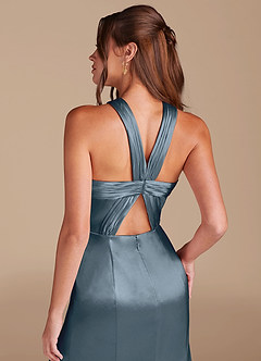 Azazie Rue Bridesmaid Dresses Twilight Mermaid Pleated Metallic Satin Dress image6