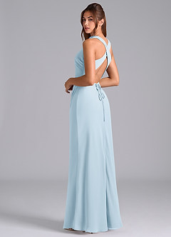 Azazie Evadne Bridesmaid Dresses Sky Blue A-Line Pleated Chiffon Dress image2