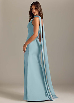 Azazie Kinsley Bridesmaid Dresses Moody Blue Mermaid Side Slit Stretch Satin Dress image6