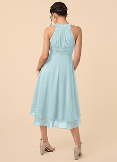 Azazie Linna Junior A-Linie Plissee Chiffon Kleid Nebel image2