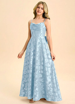 Azazie Bear Junior Formal Klä av A-Line i Blommig Utbrändhet Plisserad image3