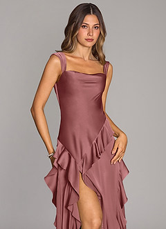 Azazie Sloane Bridesmaid Dresses Amethyst A-Line Sweetheart Neckline Stretch Satin Dress image5