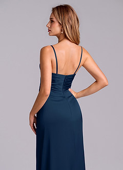Azazie Sabrine Final Sale Dark Navy A-Line Sweetheart Neckline Stretch Satin Dress image7