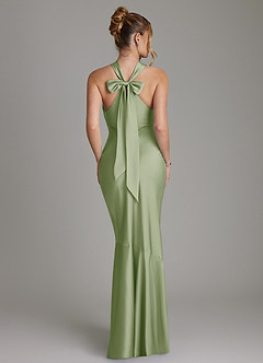 Azazie Reign Bridesmaid Dresses Dusty Sage Mermaid Pleated Stretch Satin Dress image2