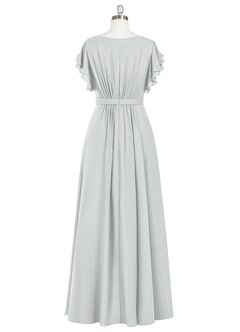 Azazie Daphne Modest Bridesmaid Dresses A-Line Ruffled Chiffon Floor-Length Dress image37