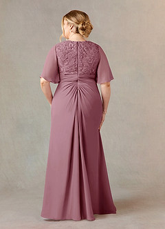 Azazie Carson Mother of the Bride Dresses Vintage Mauve A-Line V-Neck Lace Chiffon Dress image7